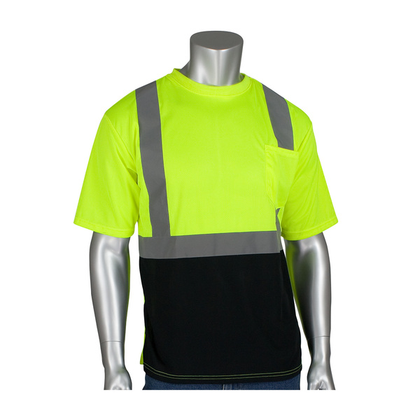 312-1250B-LY/L CLASS 2 BLACK BOTTOM T-SHIRT (LARGE)